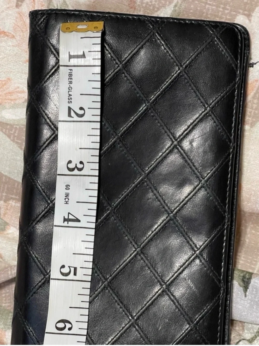 CHANEL Black Quilted Leather Long Wallet with Silver CC Accent